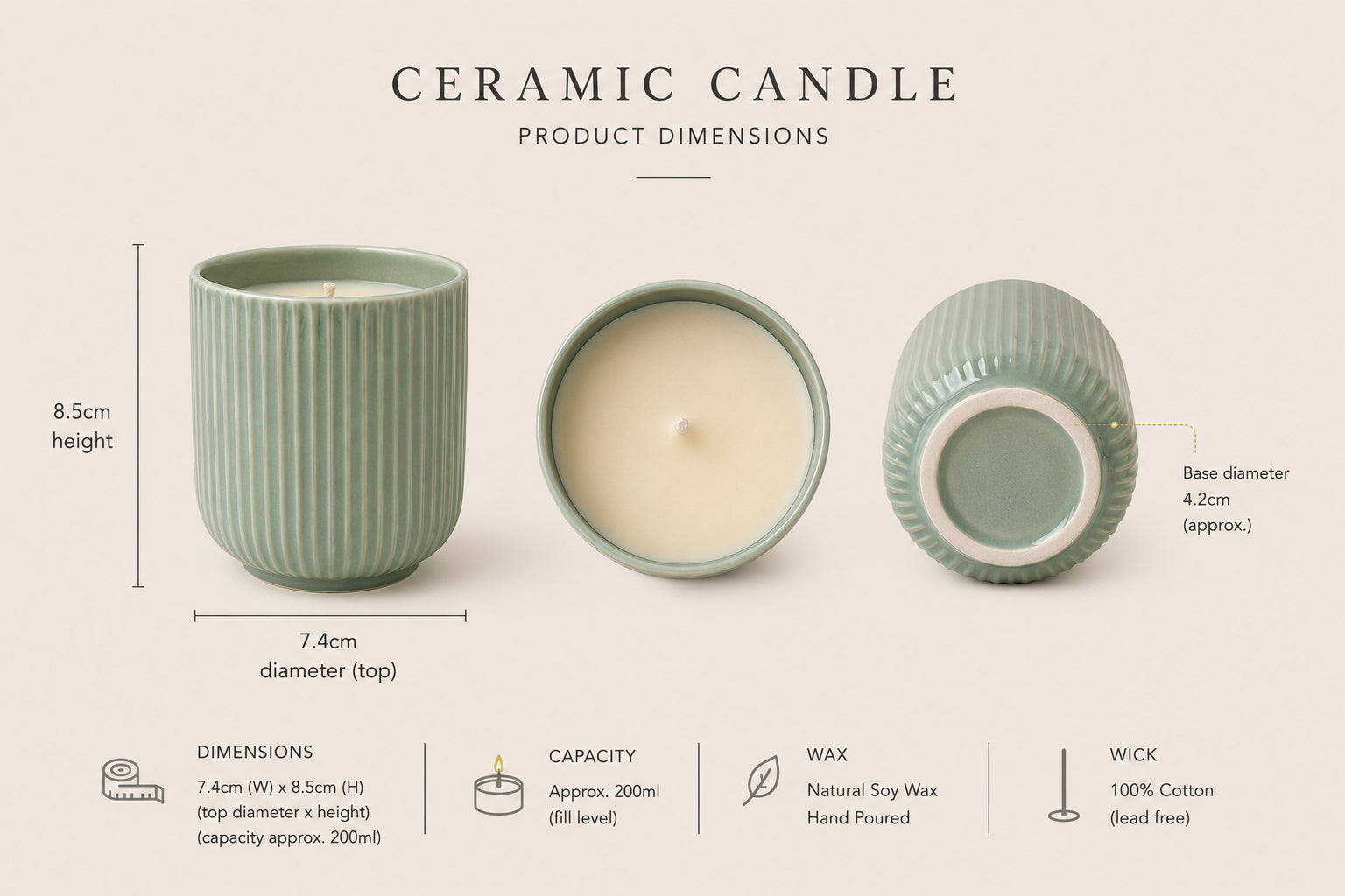 Ribbed Ceramic Candle