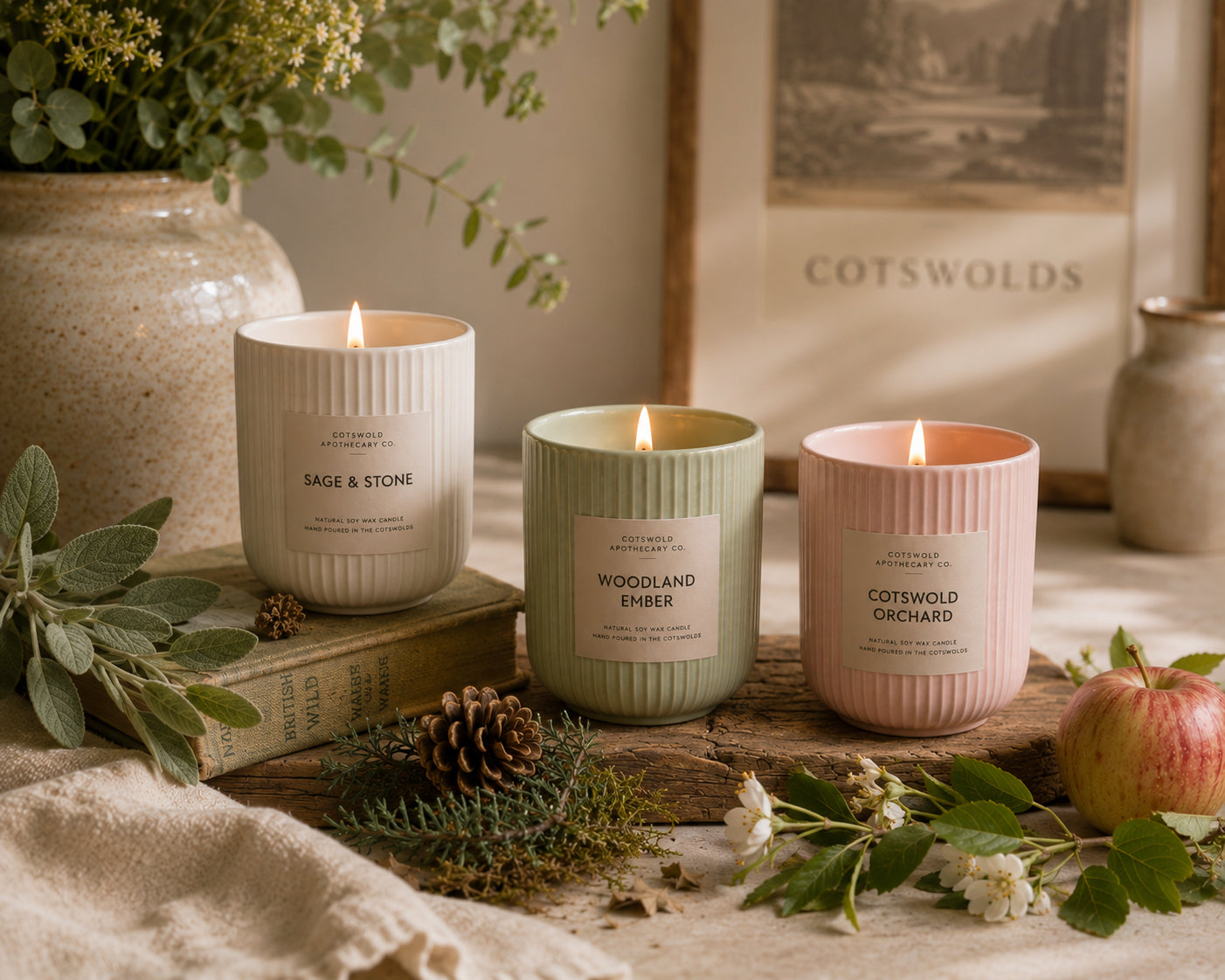Ribbed Ceramic Candle